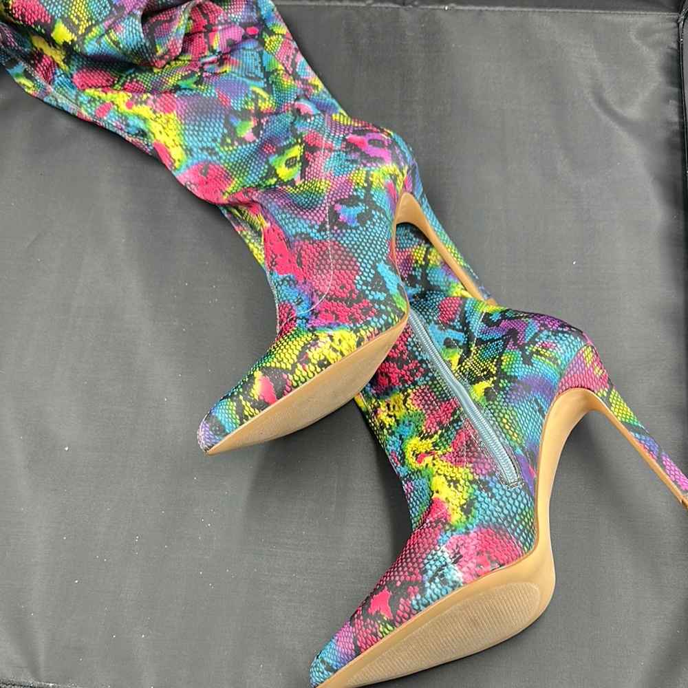 Thigh high Colorful Snakeskin Pattern Women's Boots